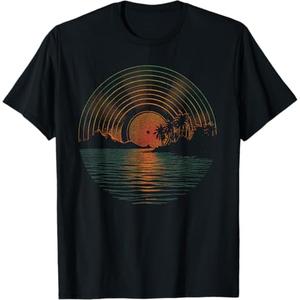 Summer Vinyl Shirt Sunset Vinyl LP Record Music of Summer TShirt Size M
