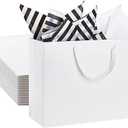 Ohuimrt 12 Pack 16" Extra Large Gift Bags with Tissue Paper, White Kraft Paper Gift Bags with Ribbon Handles for Holiday Shopping Retail Merchandise Business, 16 x 6 x 12 Inches