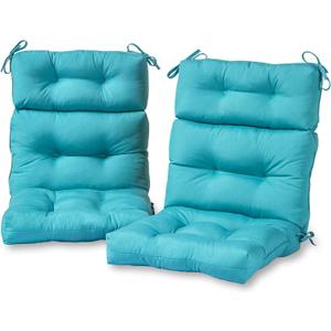 Greendale Home Fashions Outdoor 44 x 22-inch High Back Chair Cushion, Set of 2, Arctic