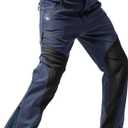 Moosehill Men's Snow Ski Pants Water Resistance Fleece Lined Softshell for Winter Outdoor with Zippered Bottom Legs (34W x 32L, Navy)