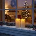 Homemory 6"x3" Outdoor Waterproof Flameless Candles, LED Candles, Battery Operated Candles with Remote and Timers, Electric Fake Plastic Pillar Candles, Ivory White, Set of 2