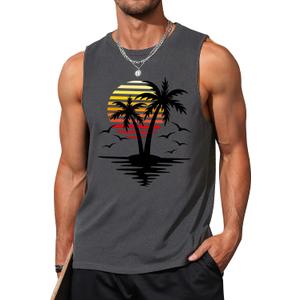 Mens Graphic Tank Tops Sleeveless Muscle Shirts Beach Hawaiian Coconut Tree Patriotic Tank Tops (Small)