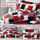 Tyrot 3 Piece Red Black Grey Quilt Set Full/Queen Size Red and White Geometric Reversible Bedding Set Microfiber Lightweight Bedspread Coverlet with 2 Shams Modern Bed Cover for All Season, 90''x96''