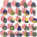 Roshtia 24 Pcs Eid Mubarak Cookie Cutter Ramadan Mubarak Plastic Cookie Stamps Eid Prayers Moon Mould Press Castle Cream Light Plastic Biscuit Cutters Embossing Mold for Baking Fondant Supplies
