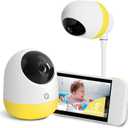 Ellie Pro Baby Monitor with Camera and Audio,5'' IPS 2K UHD Resolution,6000mAh Battery, Remote Pan Tilt 5X Zoom, 2Way Talk, No WiFi, Night Vision, Virtual Fence, Breathing Detection, and 1000ft Range