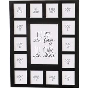 School Days Picture Mat with Multiple Openings - School Years Photo Collage - No Frame - 2 Pre-School & Kindergarten to (15 Photos, 2PreK - 12th, Black Mat) (15 Photos, 2 Pre School - 12th, Black Mat - NO FRAME)