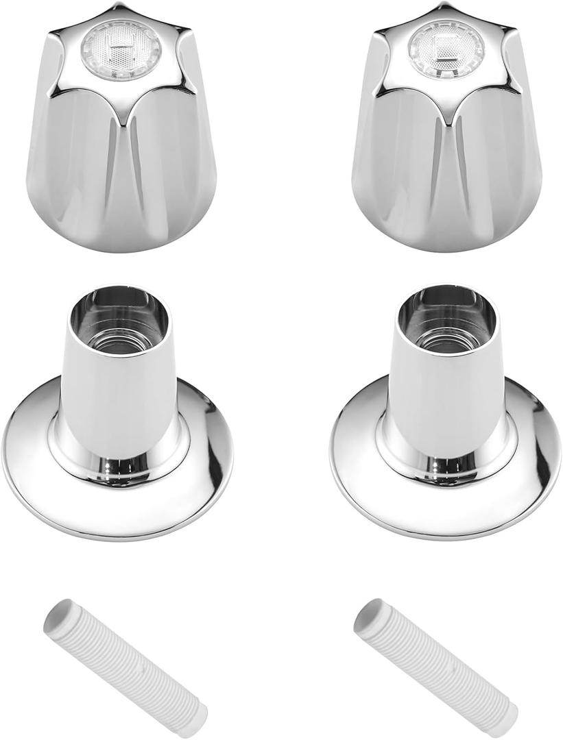Metal 2 Piece Shower Knob with Handle Flange Replacement for Price Pfister Verve Tub Shower Faucet Hot and Cold Handles, Remodel Kit, Chrome