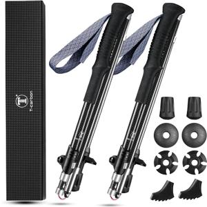 T-carbon Real Carbon Fiber Collapsible Hiking Poles,Lightweight Trekking Poles for Backpacking Foldable Hiking Poles (2 Poles) Maximum Height 45 Inches,Ultra Durable,Black