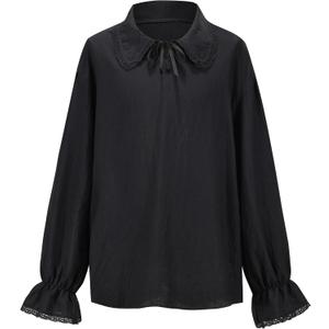 Men Renaissance Shirt,Pirate Shirt for Men,Victorian Ruffled Vampire Poet Shirts Gothic Medieval Costume (Large, Black-6)