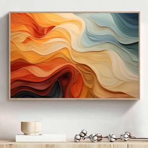 Picture Orange Abstract Line Art Prints Orange and Blue Wall Art Colorful Abstract Artwork Modern Terracotta Picture Navy Blue Painting Colorful Pastel Poster for Bedroom Living Room 16x24in No Frame (16L" x 24W")