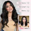 ALXNAN Long Wavy Layered Hair Extensions for Women, Clip in Hair Extensions Clip Ins Soft Full Head Synthetic Hairpieces 16 Inch Black