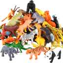 Animals Figure,54 Piece Mini Jungle Toys Set,ValeforToy Realistic Wild Vinyl Plastic Animal Learning Party Favors for Boys Girls Kids Toddlers Forest Small Playset Cupcake Topper