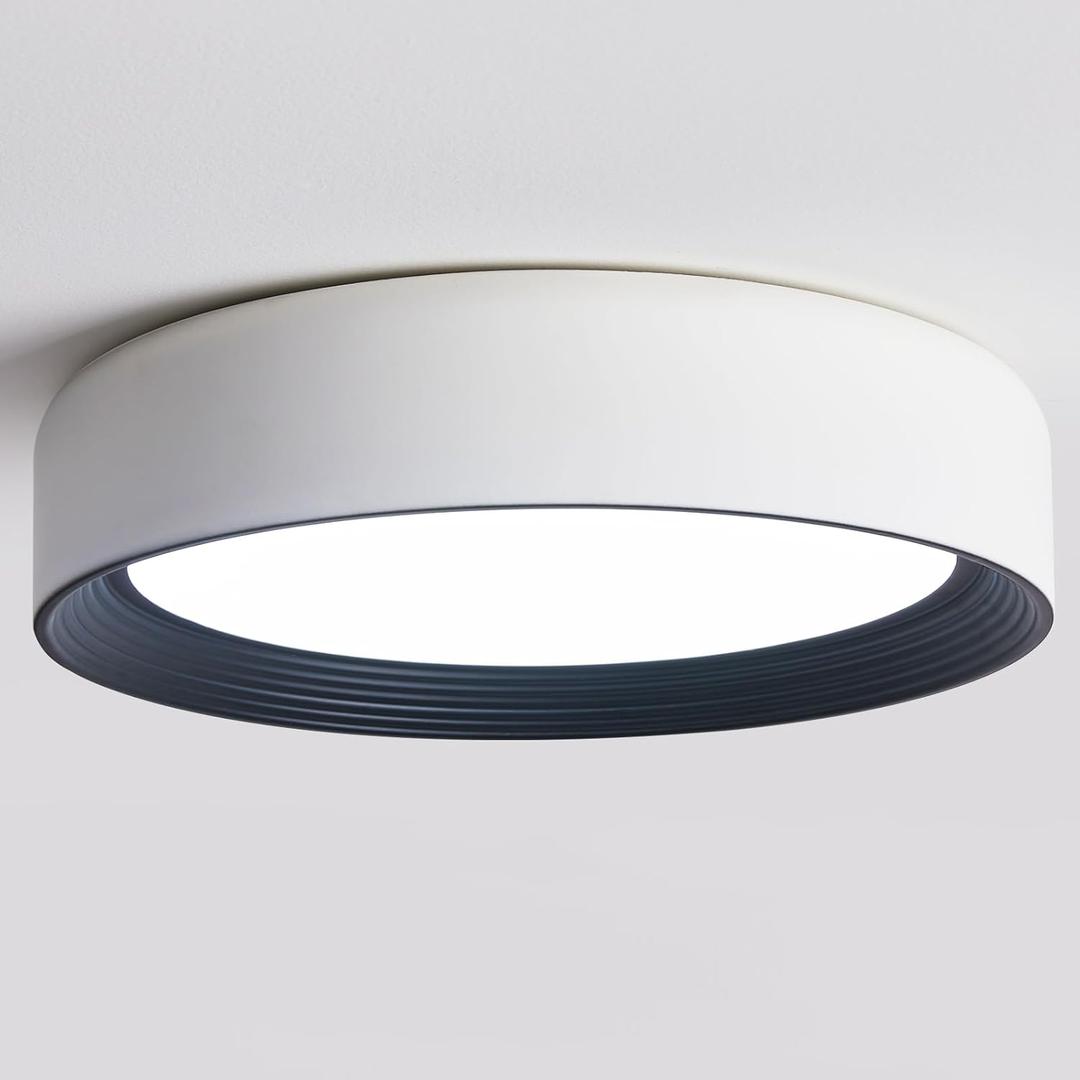 Dimmable LED Flush Mount Ceiling Light,5CCT 3000K-6000K Modern Round Close to Ceiling Lighting Fixtures,15.7 Inch Minimalist Black and White Ceiling Lamp for Kitchen,Hallway,Laundry Room