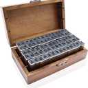 70Pcs Wooden Rubber Alphabet Letter Number Stamps, Rectangular, Capital & Lower Case, DIY Craft Card Making, Scrapbooking Supplies (Dark Wooden)
