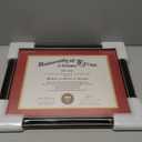 GraduationMall 8.5x11 Diploma Frame with Red over Gold Mat or Display 11x14 Certificate without Mat,Solid Wood & Tempered Glass,Glossy Black Finish with Gold Trim