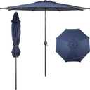 Abba Patio 9FT Lyon Outdoor Patio Umbrella Outdoor Table Umbrella with Push Button Tilt and Crank Market Umbrella 8 Sturdy Ribs UV Protection Waterproof for Garden Deck Backyard Pool Dark Blue