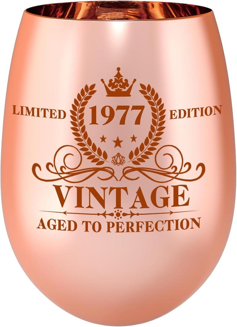 WOSIWULA 49th Birthday Wine Glass, 1977 Vintage 49th Birthday Gifts for Women, Her, Wife, Mom, Aunt, Sister, Friends, Ladies, Female, 49 Year Old Birthday Glass Cup Gifts Present Decorations