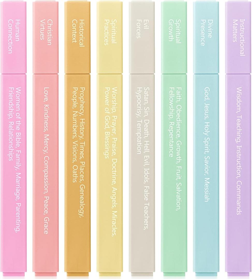 Mr. Pen- Bible Highlighters with Color-Coding System, 8 Pack, Soft Pastel Aesthetic Highlighters Assorted Colors, Bible Markers No Bleed Through