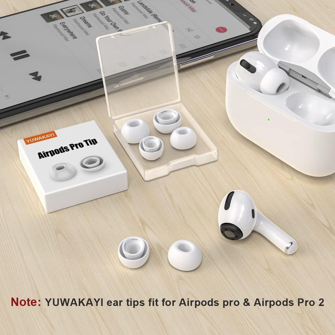 [2 Pairs] Replacement Ear Tips for Airpods Pro and Airpods Pro 2nd Generation with Noise Reduction Hole, Silicone Ear Tips for Airpods Pro with Portable Storage Box and Fit in The Charging Case(S/M/L)