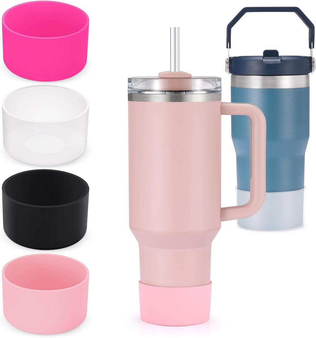 4 PCS for Stanley Boot, Silicone Bottom for Stanley Cup Boot Quencher Adventure 40oz&for Hydroflask Boot 12-24oz for Stanley Tumbler Accessories for Stanley Cup Accessories Avoid Scratches&Noise