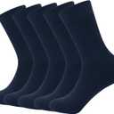SERISIMPLE Viscose Bamboo Dress Men Sock Thin Soft Crew Anti Odor Lightweight Sock Breathable Comfort Cool soft Sock 5 Pairs (Large, Navy Blue)