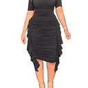 Hoefirm Women's Sexy Midi Dress Casual Crew Neck Short Sleeve Ruched Bodycon Summer Dresses for Party Club Cocktail (Small, Green)