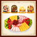 Baderke 3 Set 11.8" Chilled Serving Tray for Parties with Compartments Ice Chilled Party Platter Charcuterie Serving Board Cold Dish Dip for Fruit Seafood Vegetable Shrimp Cocktail (Natural)