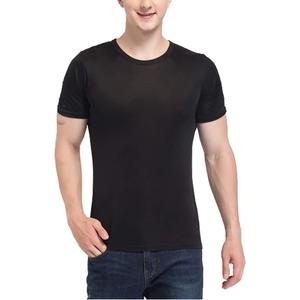 Mens Silk T Shirt Soft Undershirt Summer Comfort Breathable Tee Workout Top Casual Sleep Wear No Shrink,Great Gift (Black, XXL)