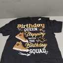 Birthday Queen Shoes Stepping with The Birthday Squad Party T-Shirt (Black, L)