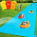 40 * 7Ft Extra Long n Width Slip Water Slide, Heavy Duty Lawn Water Slides and 3 Bodyboards 6 Stakes, Summer Outdoor Water Toys for Kids Teens and Adults Backyard Beach Swimming Pool Party