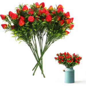 Cabilock 5Pcs Artificial Strawberry Stems 10.6" Realistic Red Berries Stems, Faux Fruit Branches for Summer Farmhouse Kitchen Decor, Berry First Birthday Party Supplies, Tiered Tray Wreath Picks