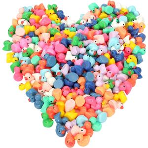 260Pcs Mini Resin Ducks,Miniature Figures Fairy Garden Duck,Tiny Resin Duck for Home Hide Prank Game Dollhouse Decor Aquarium Potted Miniature Landscape Ornament, Mini Multicolor 260PCS