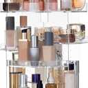 HBlife 360 Rotating Makeup Organizer Plus Size Adjustable Carousel Large Capacity Revolving Perfume Organizer Skincare Organizers Cosmetic Storage Spinning Holder for Vanity, Clear