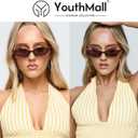 Retro Oval Sunglasses for Women Small Oval 90s Sunnies Trendy Narrow Cat Eye Vintage Shades 2 Pack