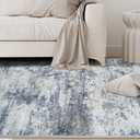 9x12 Area Rugs for Living Room Washable: Abstract Large Rug for Dining Room Bedroom Carpet Non Slip 9 by 12 Indoor Modern Nursery Home Office Blue Grey