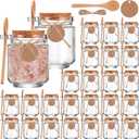 24 Pack Glass Sugar Scrubs Jars 8.5oz Bath Salt Container with Cork Lids Spice Containers with Bamboo Spoons Labels Twine, Honey Body Yogurt Tea Coffee Storage for DIY Gifts Kitchen Bathroom, 2.8 x 4 inches