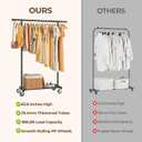 HYSEYY Clothes Rack, Clothing Rack for Hanging Clothes, Rolling Garment Rack Sturdy Coat Rack Portable Wardrobe Rack Metal Closet Rack for Bedroom Laundry Living Room, Black