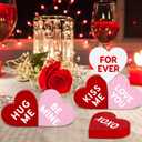 Valentines Day Decorations, 6 Pcs Valentines Day Heart Wooden Signs Decor for Tiered Tray, Happy Conversation Heart Shaped Sign Tabletop Wooden Centerpiece for Anniversary Wedding Home Party Supplies