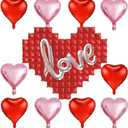 2 x Heart Balloons Valentines Day Decorations - Red Pink Love Shaped Balloon for Birthday Party Decorations Wedding Decor Engagement Holiday