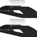 30 Pack Velvet Hangers, Short Neck Non Slip Slim Hangers with 360 Swivel Hook, Space Saving Clothes Hangers for Shirts, Dresses, Sweaters, Black