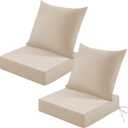 Patio Cushions for Outdoor Furniture, 24x24 Outdoor Couch Cushions, Waterproof & Fade-Resistant Patio Chair Cushions with Removable Cover, Replacement Outdoor Deep Seat Cushion, Beige (Set of 2), 24*24+5.75/25*22.5"