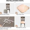 Gute Chair Seat Cover,Velvet Seat Covers for Dining Chairs, Stretch Fit Washable Chair Cushion Protectors Set of 6, Soft Removable Kitchen Chair Slipcovers with Elastic Ties Beige