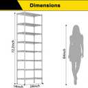 GIOTORENT 8-Wire Garage Shelving Storage Shelves, Kitchen Storage Adjustable Shelf, Metal Shelves 1600Lbs Capacity 24" W x 14" D x 72.2" H for Laundry Bathroom Pantry Closet, Silver, 14.0D x 24.0W x 72.2H
