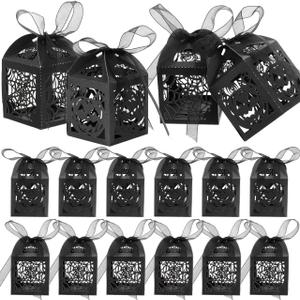 Cabilock Halloween Candy Box Pumpkin Spider Web Hollow Treat Box for Party Supplies 8.3X4.5X0.2 Inches Stylish Holiday Favor Container