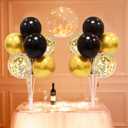 ZJDHPTY Graduation Decorations 2026,4 Set Balloon Stand with Pump and Balloons, Black and Gold Party Decorations for 40th 50th 60th 70th Birthday Retirement Wedding Anniversary New Year Party Supplies