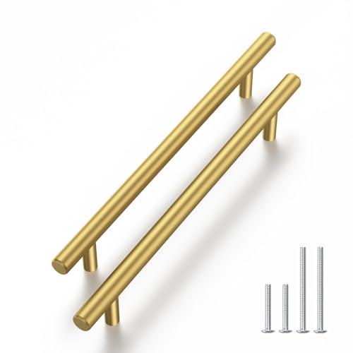 Haliwu 30 Pack Cabinet Handles Brass Gold Cabinet Pulls 5 Inch Hole Center Drawer Pulls Modern Bar Dresser Handles for Bathroom Kitchen Bedroom