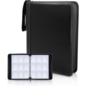 CLOVERCAT 9 Pocket Waterproof Trading Card Binder, Trading Album Display Holder, Expandable, 720 Double Sided Pocket Album, Compatible with Gaming Cards, Yugioh, MTG and Other TCG (Black Edge, Black)