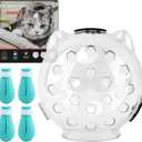 Cat Muzzle for Grooming, Transparent Cat Helmet with 4 Silicone Claw Covers, Adjustable Breathable Kitty Hood Anti Bite Bubble Astronaut Grooming Mask for Pet Bath Nail Trimming,L