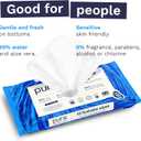 Pura XL Flushable Adult Wipes Unscented Extra Large Wet Wipes with Aloe Vera & 99% Water, Sensitive Skin, 4 Pack of 40 (160 Wipes), Personal Hygiene Toilet