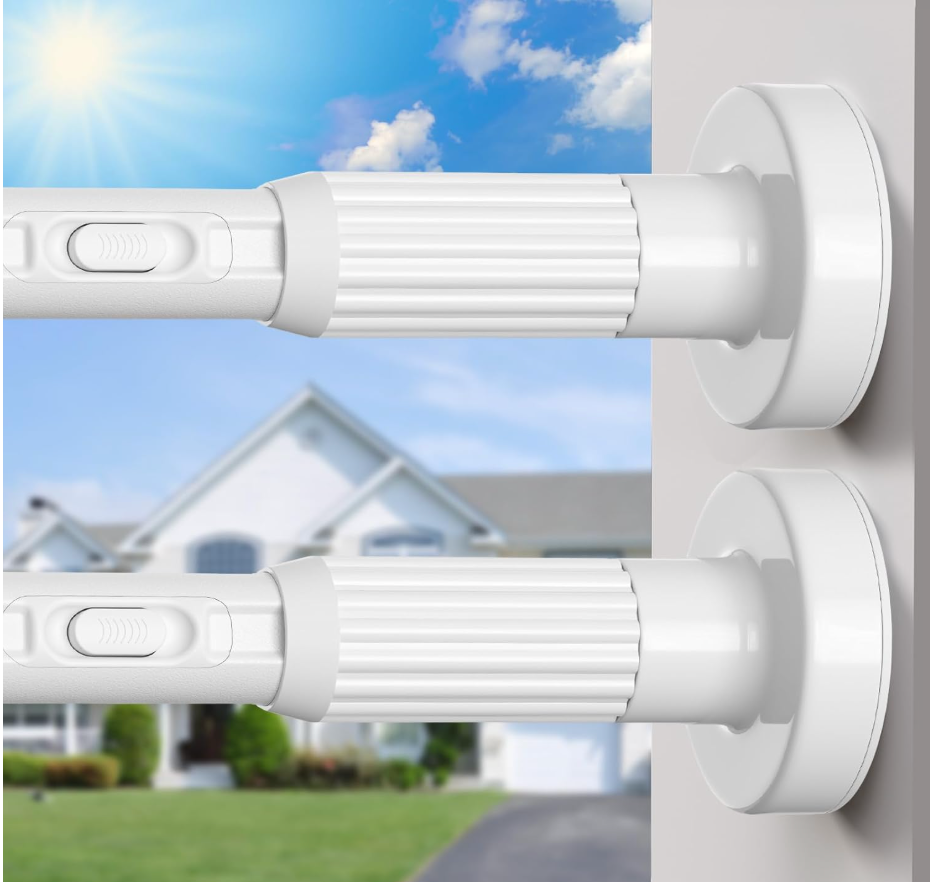 2Pcs Extra Long Tension Curtain Rod 41-166 Inch White One-Click Heavy Duty
